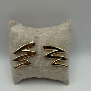 Gold Zigzag Earrings Vintage Goldtone FAB!